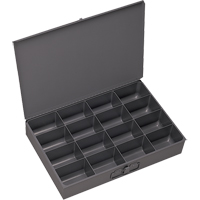 Compartment Scoop Boxes, Steel, 16 Slots, 13-3/8" W x 9-1/4" D x 2" H, Grey SPOC Demo