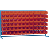 Louvered Rack with Bins, 72 Bins, 72" W x 15" D x 40" H SPOC Demo