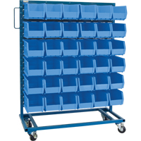 Single-Sided Mobile Bin Rack, Single-sided, 36 bins, 36" W x 16" D x 46-1/2" H SPOC Demo