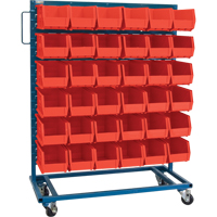 Single-Sided Mobile Bin Rack, Single-sided, 36 bins, 36" W x 16" D x 46-1/2" H SPOC Demo