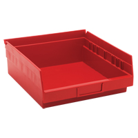 Shelf Bins, 11-1/8" W x 4" H x 11-5/8" D, Red, 30 lbs. Capacity SPOC Demo