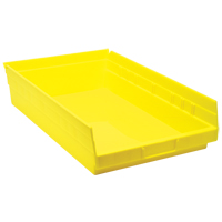 Shelf Bins, 11-1/8" W x 4" H x 17-7/8" D, Yellow, 40 lbs. Capacity SPOC Demo