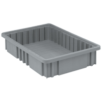 Contenants Divider Box, Plastique, 16,5" la x 10,9" p x 3,5" h, Gris SPOC Demo