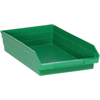Shelf Bins, 11-1/8" W x 4" H x 17-7/8" D, Green, 40 lbs. Capacity SPOC Demo