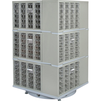 Heavy-Duty Industrial Carousel Drawer Cabinet, Steel, 240 Drawers, 27" W x 27" D x 48" H, Grey SPOC Demo