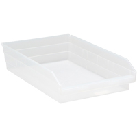 Bacs de rangement pour tablettes, 11-1/8" la x 4" H x 17-7/8" p, Transparent, Capacit&eacute; 40 lb SPOC Demo