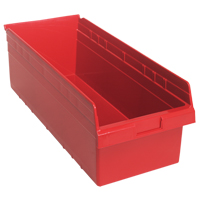 Store-Max Shelf Bins, 11-1/8" W x 8" H x 23-5/8" D, Red, 68 lbs. Capacity SPOC Demo