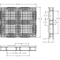 RackoCell Plastic Pallet, 4-Way Entry, 48" L x 40" W x 6-1/3" H SPOC Demo