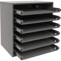 Small Bearing Slide Rack, Steel, 6 Slots, 15-9/16" W x 11-7/8" D x 16-3/8" H, Grey SPOC Demo