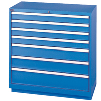 Armoires de rangement avec tiroirs, 7 tiroirs, 40-1/4" la x 22-1/2" p x 41-3/4" h, Bleu brillant SPOC Demo