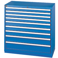 Armoires de rangement avec tiroirs, 9 tiroirs, 40-1/4" la x 22-1/2" p x 41-3/4" h, Bleu brillant SPOC Demo
