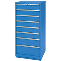 Armoires de rangement avec tiroirs, 8 tiroirs, 28-1/4" la x 28-1/2" p x 59-1/2" h, Bleu brillant SPOC Demo