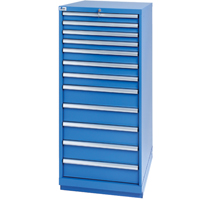 Armoires de rangement avec tiroirs, 12 tiroirs, 28-1/4" la x 28-1/2" p x 59-1/2" h, Bleu brillant SPOC Demo