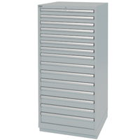 Armoires de rangement avec tiroirs, 15 tiroirs, 28-1/4" la x 28-1/2" p x 59-1/2" h, Gris SPOC Demo