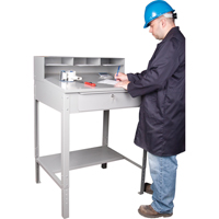 Open Floor Style Shop Desk, 34-1/2" W x 30" D x 53" H, Grey SPOC Demo