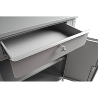 Cabinet Style Shop Desk, 34-1/2" W x 30" D x 53" H, Grey SPOC Demo