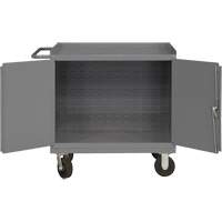 Mobile Workbench Cabinet with Louvered Panel Back, Steel Surface SPOC Demo