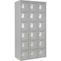 Petits casiers Clean Line, 6 niveaux, Bloc de 3, 36" x 18" x 72", Acier, Gris, Rivet (assembl&eacute;) SPOC Demo