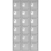 Petits casiers Clean Line, 6 niveaux, Bloc de 3, 36" x 18" x 72", Acier, Gris, Rivet (assembl&eacute;) SPOC Demo