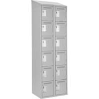 Clean Line Lockerette , 6 -tier, Bank of 2, 24" x 18" x 78", Steel, Grey, Rivet (Assembled) SPOC Demo