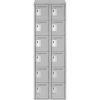 Clean Line Lockerette , 6 -tier, Bank of 2, 24" x 18" x 78", Steel, Grey, Rivet (Assembled) SPOC Demo