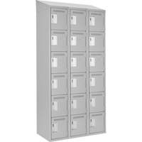 Clean Line Lockerette , 6 -tier, Bank of 3, 36" x 18" x 78", Steel, Grey, Rivet (Assembled) SPOC Demo