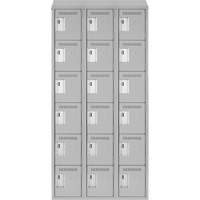 Clean Line Lockerette , 6 -tier, Bank of 3, 36" x 18" x 78", Steel, Grey, Rivet (Assembled) SPOC Demo
