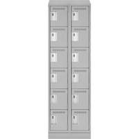 Clean Line Lockerette, 6 -tier, Bank of 2, 24" x 18" x 82", Steel, Grey, Rivet (Assembled) SPOC Demo
