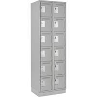 Clean Line Lockerette, 6 -tier, Bank of 2, 24" x 18" x 76", Steel, Grey, Rivet (Assembled) SPOC Demo