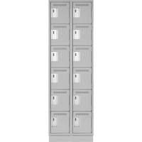 Clean Line Lockerette, 6 -tier, Bank of 2, 24" x 18" x 76", Steel, Grey, Rivet (Assembled) SPOC Demo