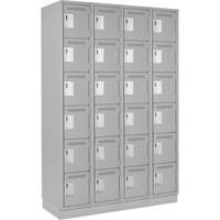 Clean Line Lockerette, 6 -tier, Bank of 4, 48" x 18" x 76", Steel, Grey, Rivet (Assembled) SPOC Demo