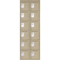 Clean Line Lockerette, 6 -tier, Bank of 2, 24" x 18" x 72", Steel, Beige, Rivet (Assembled) SPOC Demo