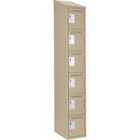 Clean Line Lockerette, 6 -tier, 12" x 18" x 78", Steel, Beige, Rivet (Assembled) SPOC Demo