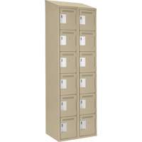 Clean Line Lockerette, 6 -tier, Bank of 2, 24" x 18" x 78", Steel, Beige, Rivet (Assembled) SPOC Demo