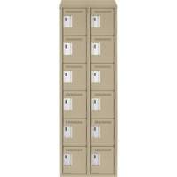 Clean Line Lockerette, 6 -tier, Bank of 2, 24" x 18" x 78", Steel, Beige, Rivet (Assembled) SPOC Demo