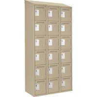 Clean Line Lockerette, 6 -tier, Bank of 3, 36" x 18" x 78", Steel, Beige, Rivet (Assembled) SPOC Demo