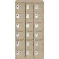 Clean Line Lockerette, 6 -tier, Bank of 3, 36" x 18" x 78", Steel, Beige, Rivet (Assembled) SPOC Demo