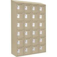 Clean Line Lockerette, 6 -tier, Bank of 4, 48" x 18" x 78", Steel, Beige, Rivet (Assembled) SPOC Demo