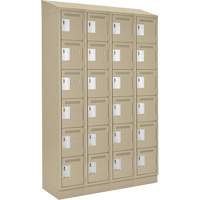 Clean Line Lockerette , 6 -tier, Bank of 4, 48" x 18" x 82", Steel, Beige, Rivet (Assembled) SPOC Demo