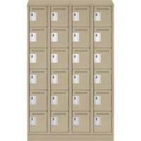 Clean Line Lockerette , 6 -tier, Bank of 4, 48" x 18" x 82", Steel, Beige, Rivet (Assembled) SPOC Demo
