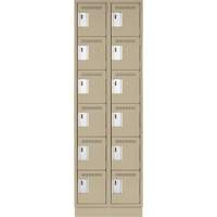 Clean Line Lockerette, 6 -tier, Bank of 2, 24" x 18" x 76", Steel, Beige, Rivet (Assembled) SPOC Demo