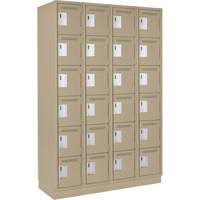 Clean Line Lockerette, 6 -tier, Bank of 4, 48" x 18" x 76", Steel, Beige, Rivet (Assembled) SPOC Demo