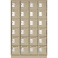 Clean Line Lockerette, 6 -tier, Bank of 4, 48" x 18" x 76", Steel, Beige, Rivet (Assembled) SPOC Demo