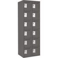 Clean Line Lockerette, 6 -tier, Bank of 2, 24" x 18" x 72", Steel, Charcoal, Rivet (Assembled) SPOC Demo