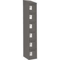 Clean Line Lockerette, 6 -tier, 12" x 18" x 78", Steel, Charcoal, Rivet (Assembled) SPOC Demo