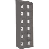 Clean Line Lockerette, 6 -tier, Bank of 2, 24" x 18" x 78", Steel, Charcoal, Rivet (Assembled) SPOC Demo
