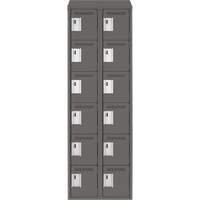 Clean Line Lockerette, 6 -tier, Bank of 2, 24" x 18" x 78", Steel, Charcoal, Rivet (Assembled) SPOC Demo