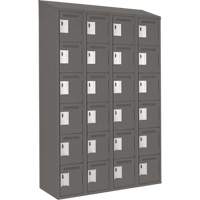 Clean Line Lockerette, 6 -tier, Bank of 4, 48" x 18" x 78", Steel, Charcoal, Rivet (Assembled) SPOC Demo