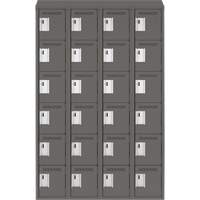 Clean Line Lockerette, 6 -tier, Bank of 4, 48" x 18" x 78", Steel, Charcoal, Rivet (Assembled) SPOC Demo