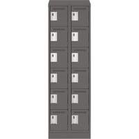 Clean Line Lockerette, 6 -tier, Bank of 2, 24" x 18" x 82", Steel, Charcoal, Rivet (Assembled) SPOC Demo